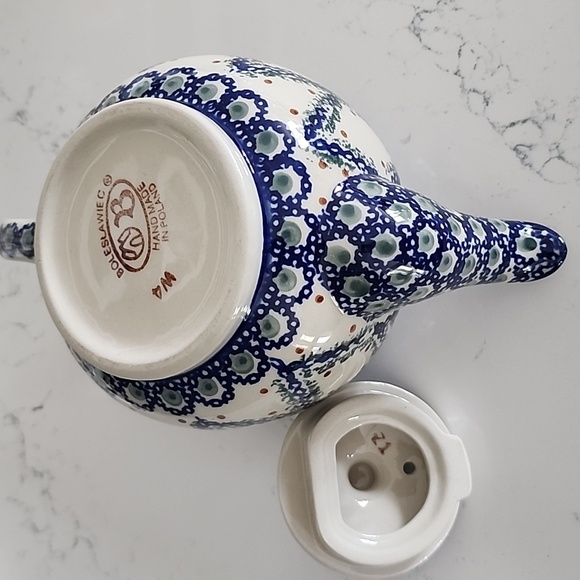 Polish Pottery Tea Set - Teapot, Cream & Sugar - Picture 7 of 7